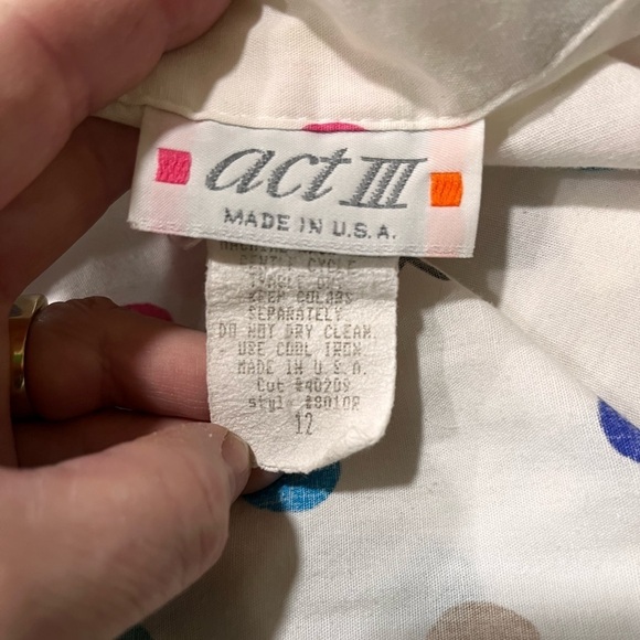 80s Vintage Act 3 III Short Sleeve Novelty X’s and O’s Print Blouse-L - Picture 7 of 8